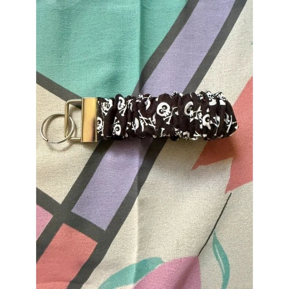 Skull & Crossbones Scrunchie Wristlet Keychain